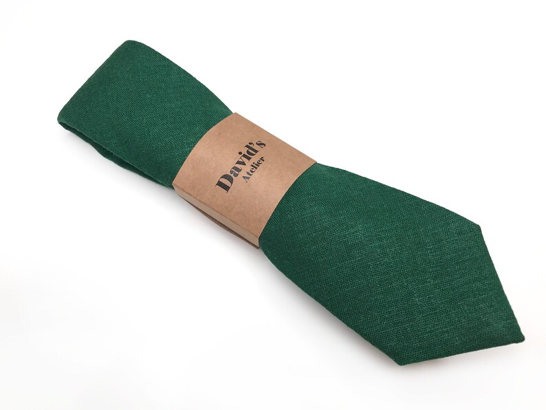 Emerald Green Linen Mens Tie Dark Green Davids Bridal Tie Etsy