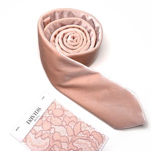 Petal Pink Velvet Necktie , Blush Ties , Pocket Square , Bow tie , Necktie 2.35  3 inches 3.26