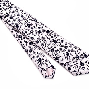 White Tie Black floral ,  white Necktie , Bow tie , Suspenders , Pocket Square