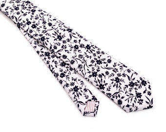 White Tie Black floral ,  white Necktie , Bow tie , Suspenders , Pocket Square