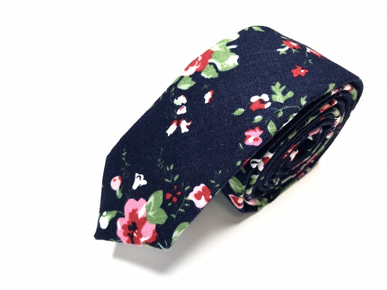 Dark Blue Floral Tie Blush Flowers Navy Floral Tie Man Floral Etsy