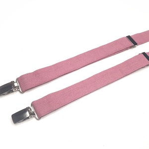 Rose Linen SUSPENDERS Pink Mauve Wedding SUSPENDERS