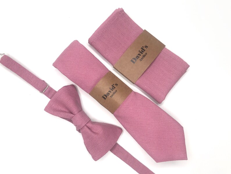 ROSE Linen Mens Tie Mauve Pink Rose davids bridal tie Etsy