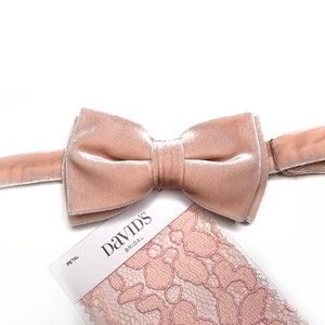 Petal Pink Velvet Bow Tie , Blush Bow Tie , Pocket Square , Bow tie , Necktie 2.35  3 inches 3.26