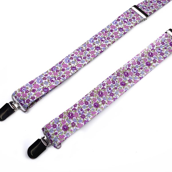 Wisteria Floral Suspenders , CASSIS floral Necktie , Bow tie , Pocket Square