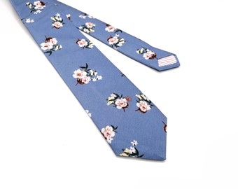 Blue Floral Necktie ,White Flower , Sky Blue Pocket Square , davids bridal tie , Pocket Square , Bow tie , Kids Bow tie