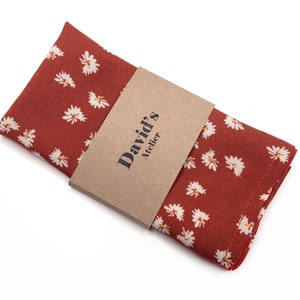 SEDONA floral Pocket Square , Rust Terracotta Necktie , Bow tie , Suspenders
