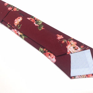 Set of Burgundy Floral Tie Mens Floral Tie Personalized 3 4 5 - Etsy
