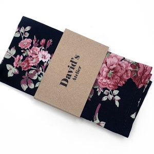Dark Navy floral Pocket Square , Rose Floral Necktie , Bow tie , Suspenders