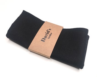 Black Linen Pocket Square , Black davids bridal tie , Solid Linen Necktie , Skinny tie , Pocket Square , Bow tie , Kids Bow tie