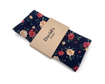 Navy Floral Pocket Square Rose floral , Marine Necktie , Bow tie , Suspenders , Pocket Square