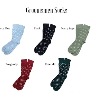 Groomsmen Socks Dusty Sage ,Sage Green, Black , Dusty Blue , Burgundy , Emerald Green , Socks size 7-12 + FREE Personalization