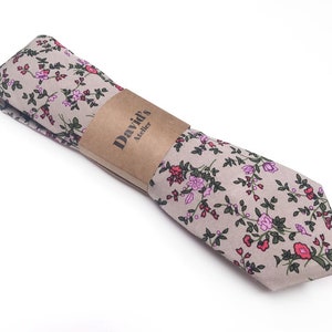 Tan Floral Tie , Iris and Vwolive floral skinny necktie , davids bridal , Pocket Square , Bow tie , Kids , Necktie 2.35  3 inches 3.26