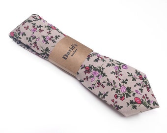 Gravata floral bege, gravata fina floral Iris e Vwolive, Davids Bridal, lenço de bolso, gravata borboleta, infantil, gravata 2,35 3 polegadas 3,26