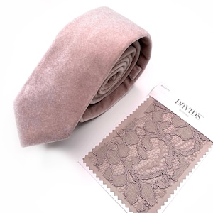 Blush pink Velvet Tie, Petal Pink Necktie , Pocket Square , Bow tie , Necktie 2.35  3 inches 3.26