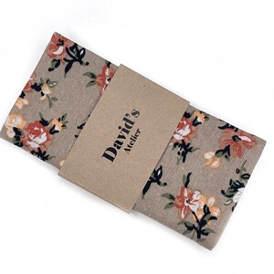 Gray Biscotti Linen Floral Pocket Square , Sedona floral Necktie , Bow tie , Suspenders