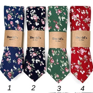 Floral Ties , Navy Blue , Black , Green , Red , skinny 2.36 inches , 3 inches 3,25"