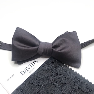 GRAPHITE wedding Bow Tie , Dark Gray Solid Necktie , Pocket Square , Bow tie , Kids Bow tie , Suspenders