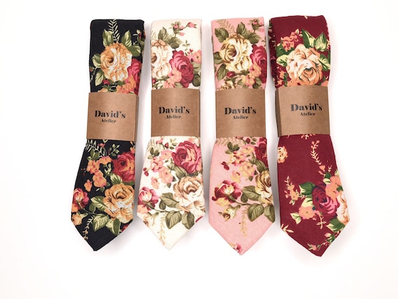 Black Floral Tie White Floral Tie Pink Floral Tie Burgundy - Etsy Singapore