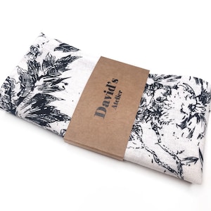 White Floral Pocket Square with Black flowers , skinny necktie , davids bridal , Bow tie , Kids , Necktie 2.35  3 inches 3.26