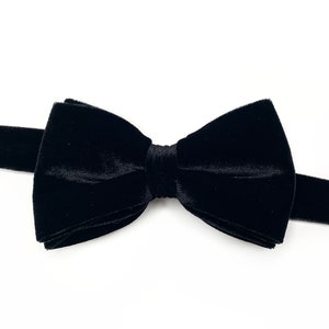 BLACK Velvet Bow Tie , Black Solid Ties , Pocket Square , Bow tie , Necktie 2.35  3 inches 3.26