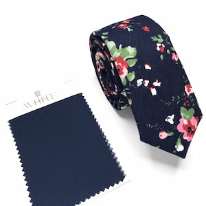 Midnight Davids Bridal Floral Tie Marine wedding Floral tie Navy floral tie Man Blue Floral Necktie Groom tie Groomsmen Ties Skinny tie