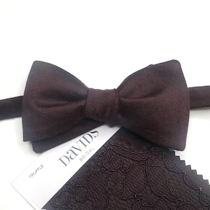 TRUFFLE wedding Bow Tie , Brown Solid Necktie , Pocket Square , Bow tie , Kids Bow tie , Suspenders