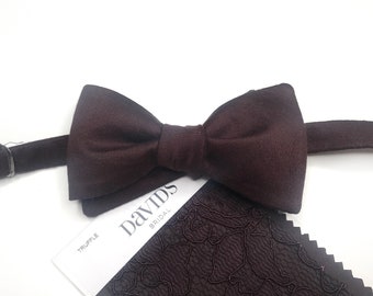 TRUFFLE wedding Bow Tie , Brown Solid Necktie , Pocket Square , Bow tie , Kids Bow tie , Suspenders