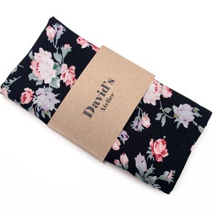 Black floral Pocket Square , Black Necktie , Bow tie , Suspenders
