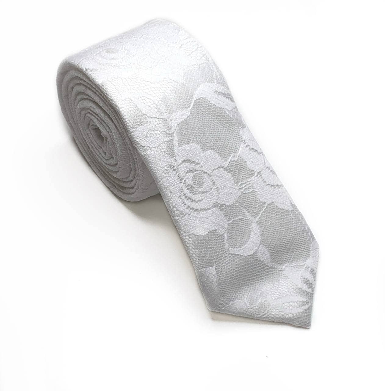WHITE LACE Necktie , White Floral Wedding Tie , Groom Tie