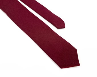 Corbata burdeos, corbata de algodón color vino, corbata estrecha formal color granate, corbata color vino tinto, corbatas de boda color granate para novios, regalo para padrinos de boda.