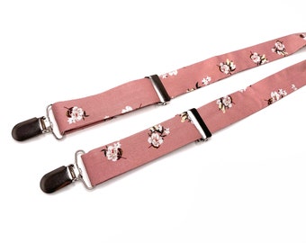 Dusty Pink Floral Suspenders , Petal Rose Tie , Pocket Square , davids bridal tie , Pocket Square , Bow tie , Kids Bow tie