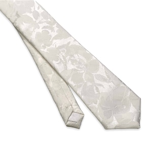 IVORY WHITE Jacquard Floral Necktie , Wedding Tie , Groom Tie , Suspenders, Pocket Square , Bow tie , Necktie 2.35  3 inches 3.26