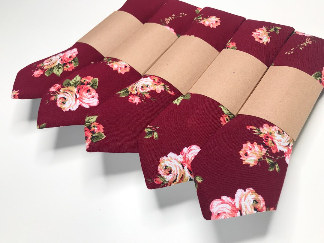 mens burgundy floral tie