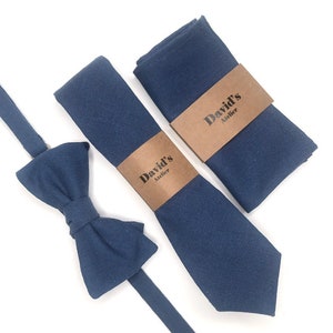 Navy Blue Linen Handkerchief , Blue Pocket Square, Necktie, Tie, Suspenders, Groomsmen Wedding Ties + Free Personalization