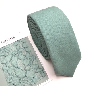 DUSTYSAGE Mens Tie , davids bridal tie , Solid Linen Necktie , Skinny tie , Pocket Square , Bow tie , Kids Bow tie