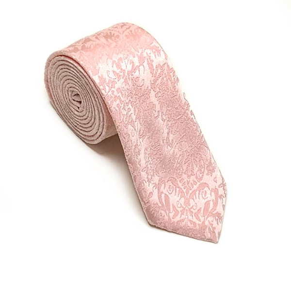 Pink Jacquard Necktie , Petal Floral Wedding Tie , Groom Tie , Suspenders, Pocket Square , Bow tie , Necktie 2.35 3 " 3.26 + Personalization
