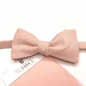 BLUSH Bow Tie , Pink davids bridal tie , Solid Linen Necktie , Skinny tie , Pocket Square , Bow tie , Kids Bow tie