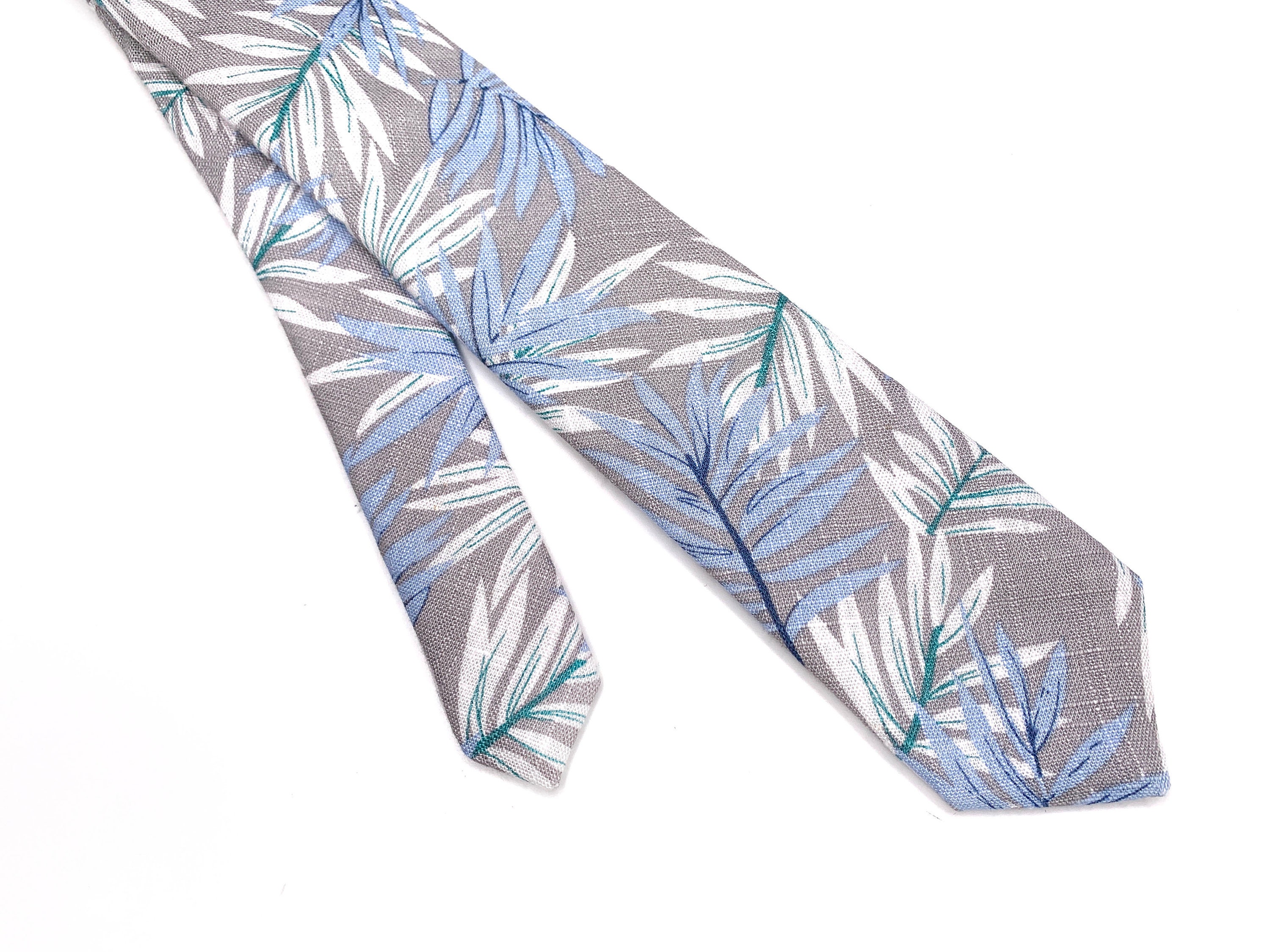 Gray Tropical Floral Tie Hawaiian Mens Necktie Bow tie Etsy