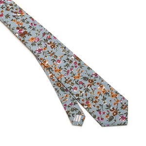 Dusty Blue Rustic Wild Flowers Floral Tie , Blue Floral Necktie , Rustic Wedding Necktie,  Suspenders, Pocket Square, Groomsmen Ties