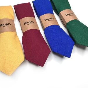 Solid Linen Ties , Mustard Yellow Tie , burgundy Tie , Cobalt Blue Tie, Emerald Green Tie, Neckties skinny 2.36 inches , 3 inches 3,25&quot;