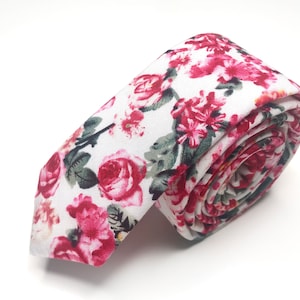 White Floral Tie Burgundy floral Men IVORY Floral Necktie White floral Davids Bridal Groom ties Groomsmen Tie Skinny 2.36 Regular 3 inches