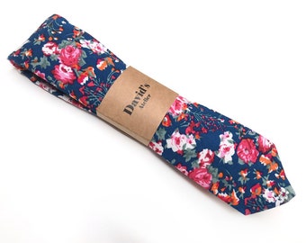Wedding Navy Floral Tie , Skinny necktie , Bow tie , Pocket square , Kids Tie , Necktie 2.36 inches 3 inches 3,26 inches