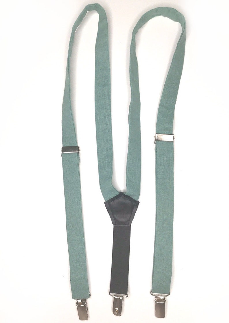 DUSTYSAGE Mens SUSPENDERS Linen Solid Wedding SUSPENDERS Etsy