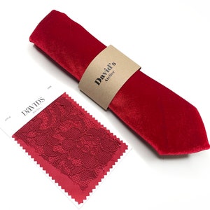APPLE RED Velvet Necktie , Ruby Solid Ties , Pocket Square , Bow tie , Necktie 2.35  3 inches 3.26