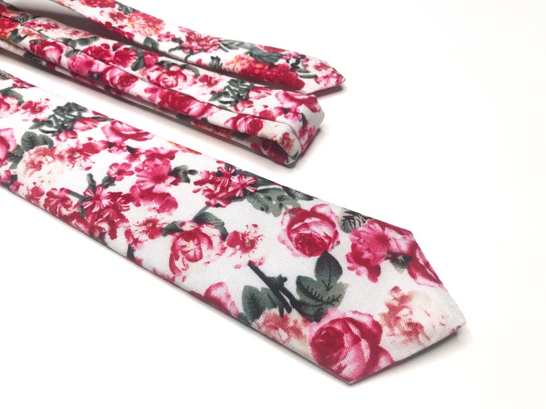 White Floral Tie Burgundy Floral Men IVORY Floral Necktie Etsy