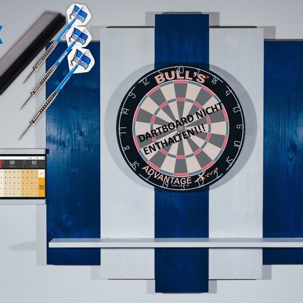 2x Darts Set (Steel) - Hertha BSC Berlin & incl. PREMIUM Dartboard Surround in Blue/White | Dart wall protection | Dart Catchring/Backboard