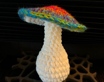 Boho Rainbow Mushroom Plush. Whimsical  MushroomToy , Woodland Plush