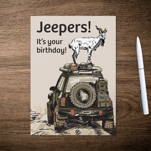LKW und Ziege Geburtstag, lustige Geburtstagskarte, DRUCKBARE Geburtstagskarte, Happy Birthday Karte, süße Geburtstagskarte, Jeepers! Geburtstagskarte