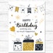Golden Birthday Card PRINTABLE Birthday Card Happy Birthday - Etsy